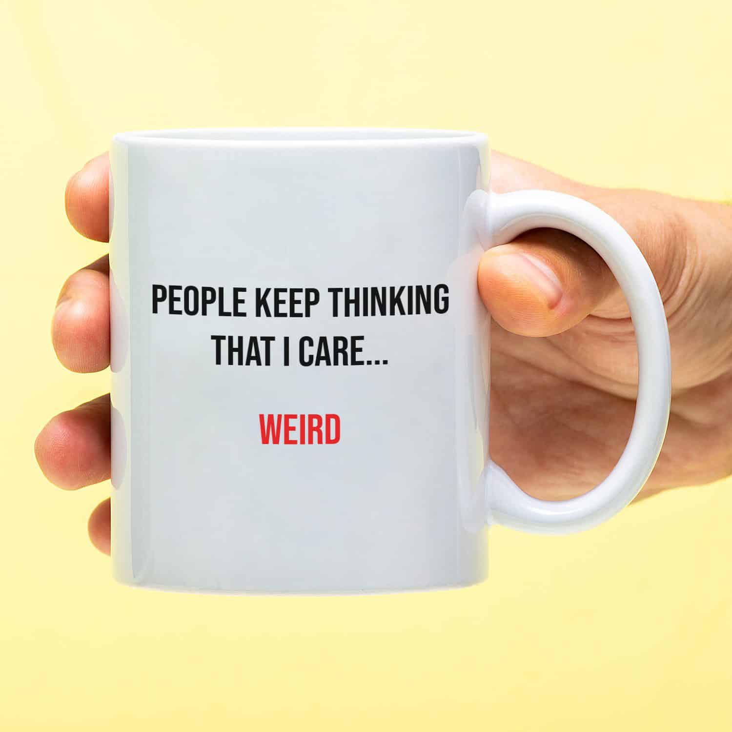 Mok met Tekst ‘’People keep thinking’’ | Materiaal: Keramiek | 33 cl | Mok met Tekst | Koffie Mok | Grappige Cadeau | Vaatwasser bestendig | Humor | Mok met grappige tekst