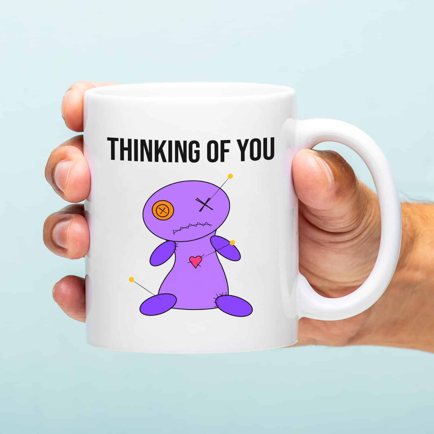 Mok met Tekst ‘’Thinking of you’’ | Materiaal: Keramiek | 33 cl | Mok met Tekst | Koffie Mok | Grappige Cadeau | Vaatwasser bestendig | Humor | Mok met grappige tekst