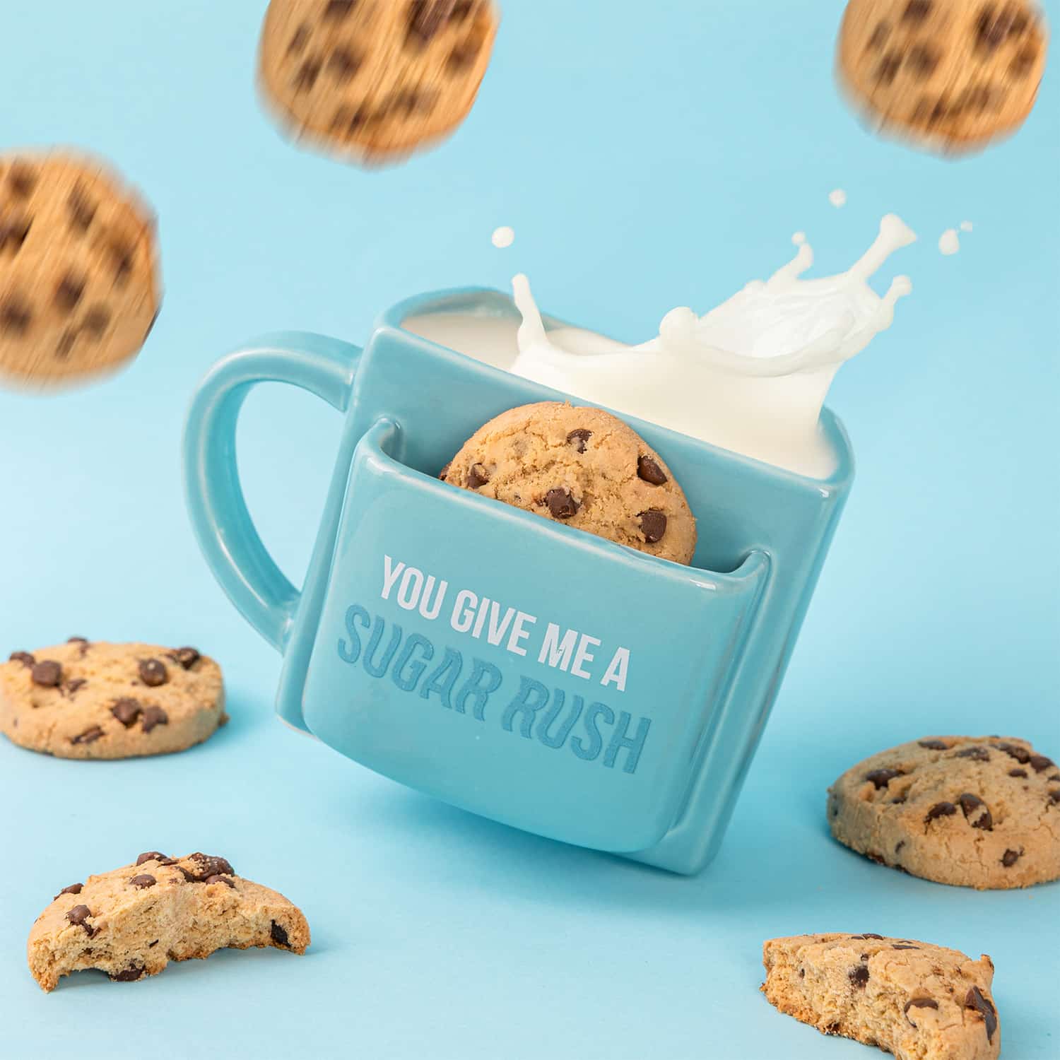 Mok met koekvakje - You Give Me A Sugar Rush (blauw)