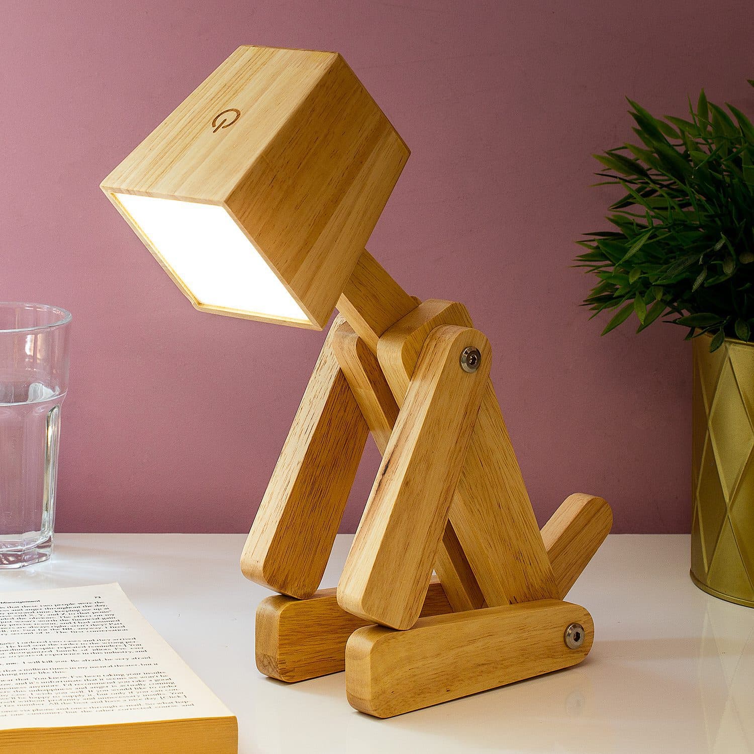 Houten tafellamp - Hond