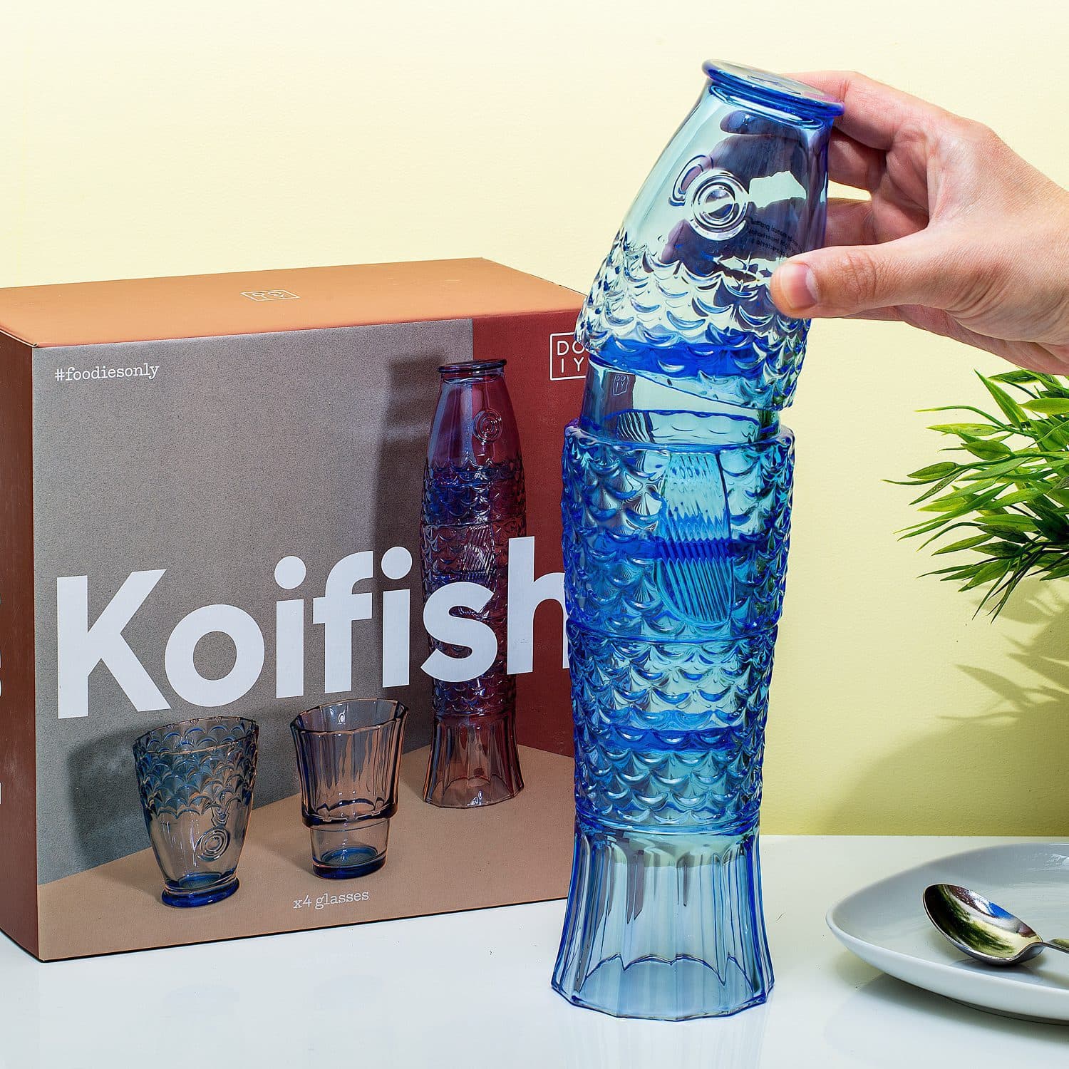 Koi glazen (set van 4) - Blauw