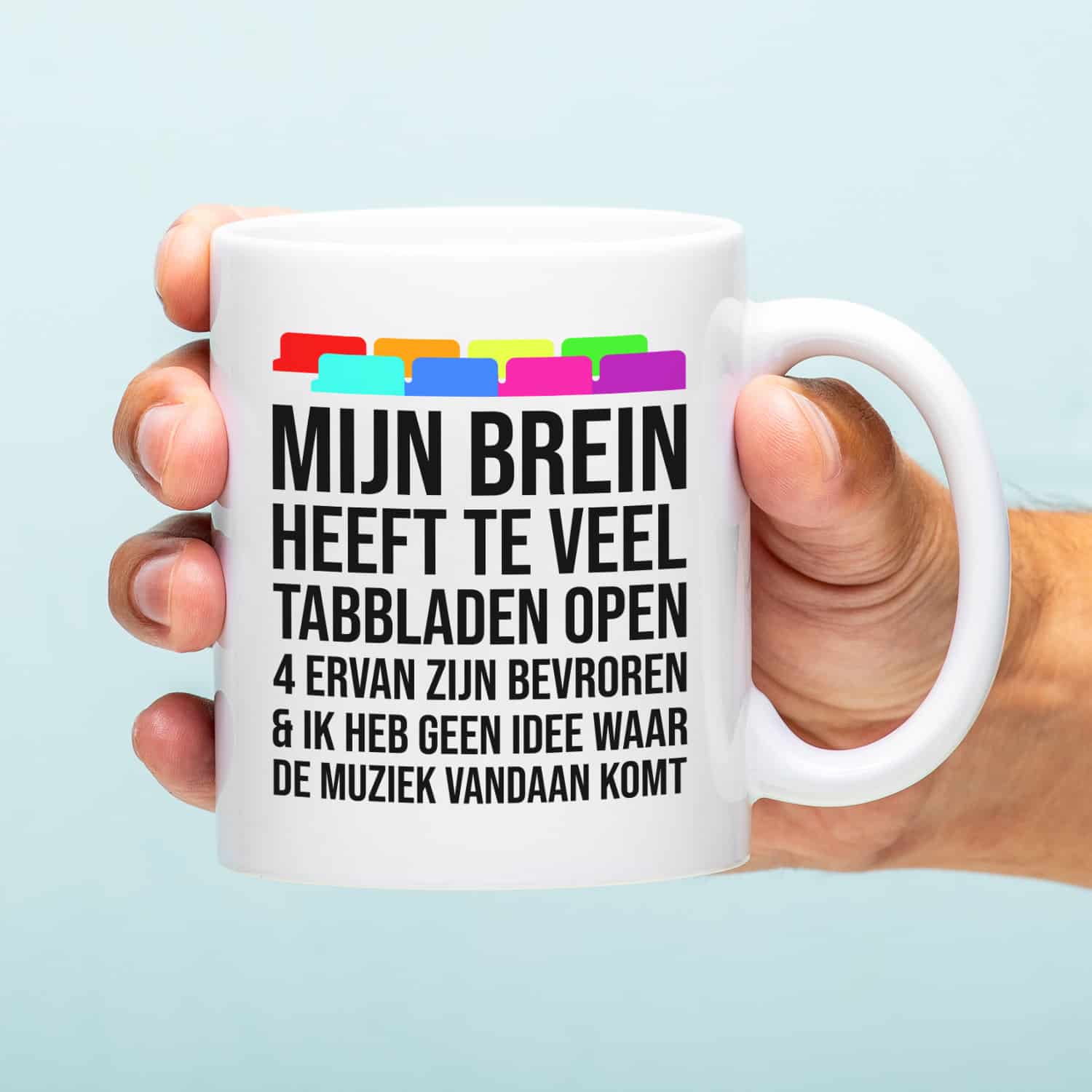 Mok met Tekst ‘’Mijn brein heeft te veel tabbladen open’’ | Materiaal: Keramiek | 33 cl | Mok met Tekst | Koffie Mok | Grappige Cadeau | Vaatwasser bestendig | Humor | Mok met grappige tekst