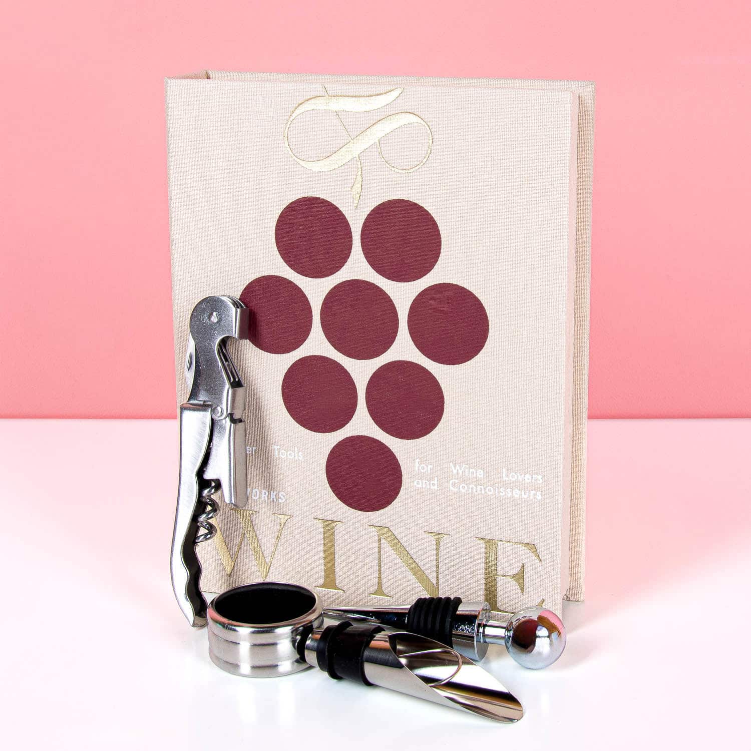 Essentials boek met wijn tools - Beige