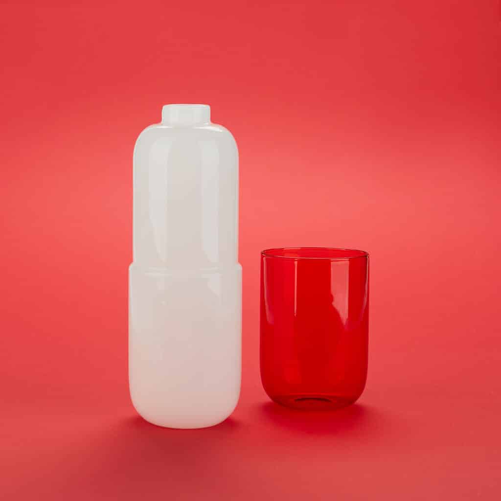Pil waterfles en glas - Rood
