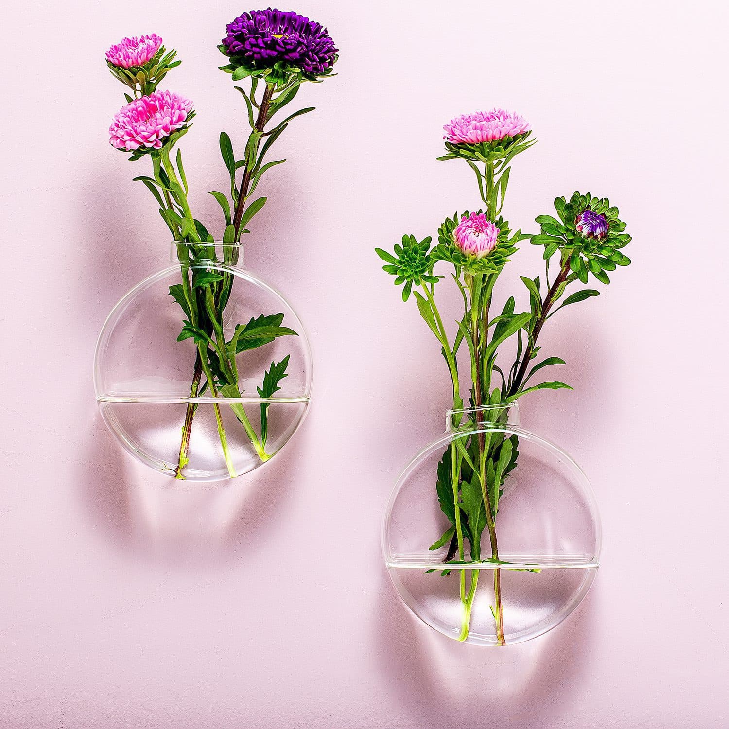 Glazen muurvaasjes (set van 2) – Rond