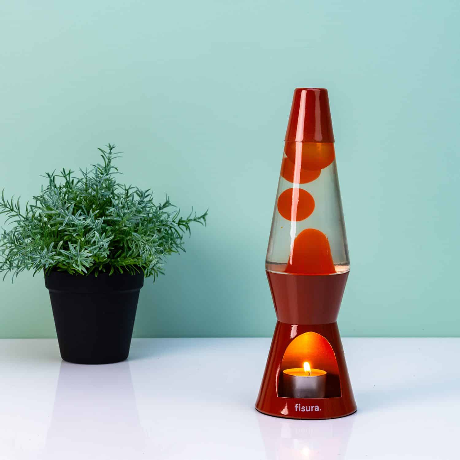 Waxinelicht lavalamp – Oranje met oranje lava