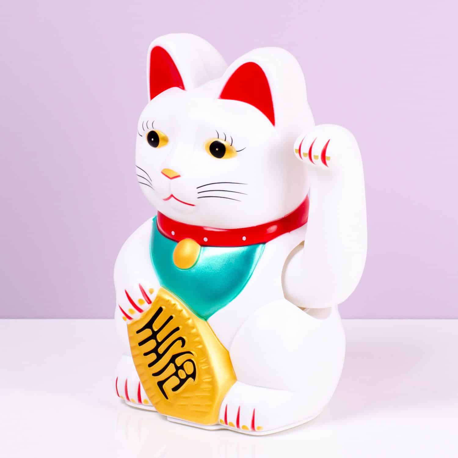 Zwaaiende Lucky Cat – Wit