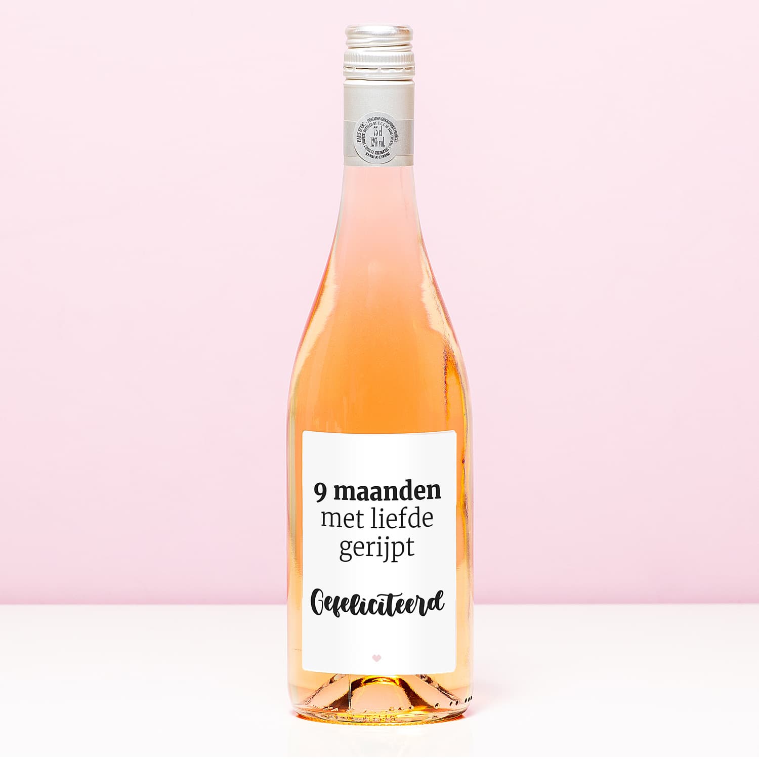 Wijnfles 9 maanden met liefde gerijpt – Rosé (Blush Rosé)