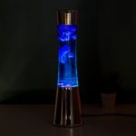Lavalamp zilver met blauwe vloeistof en navy lava