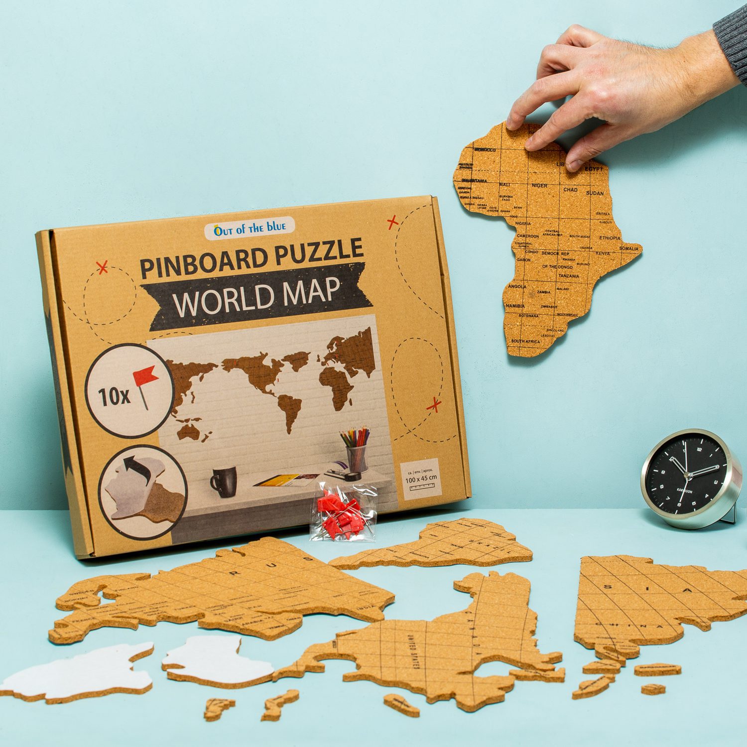 216009 Pinboard World Map Puzzle cork Out of the blue-1