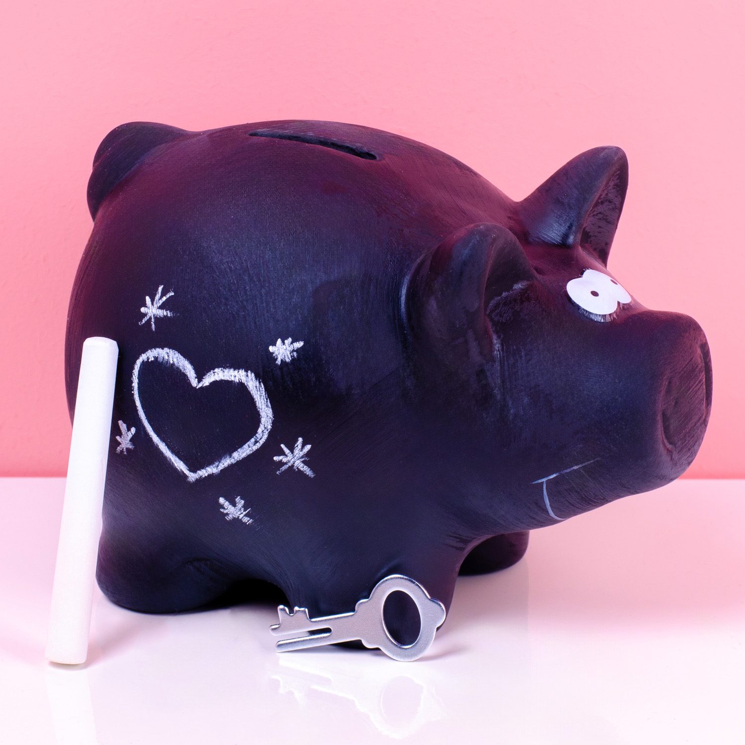 265357 Out of the blue Savings bank, Black Pig, with chalk for writing-1