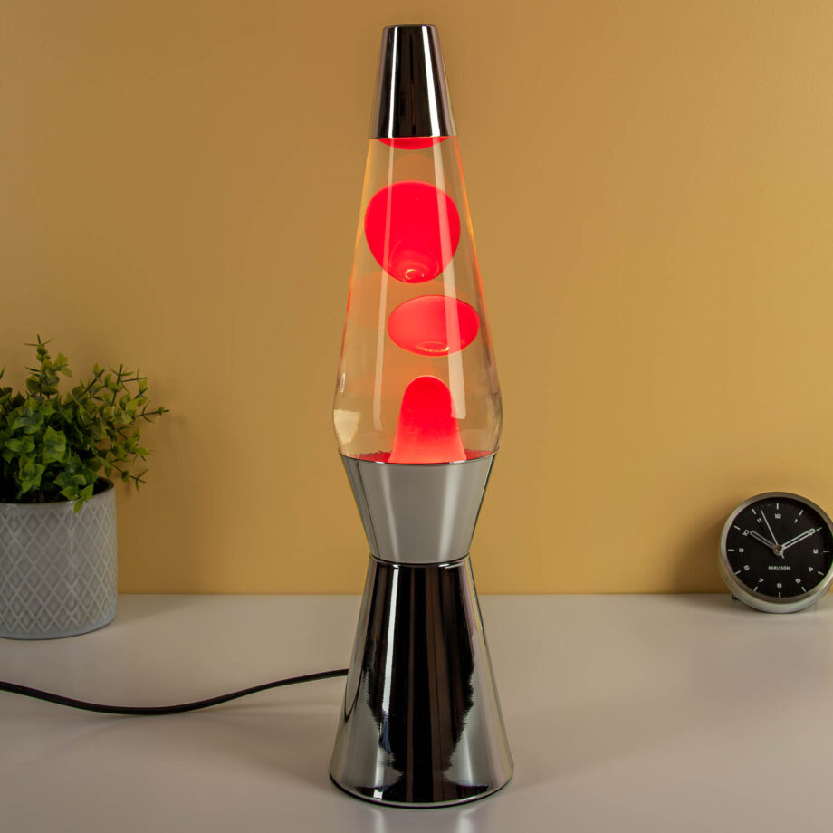 Bullet lavalamp zilver met rode lava