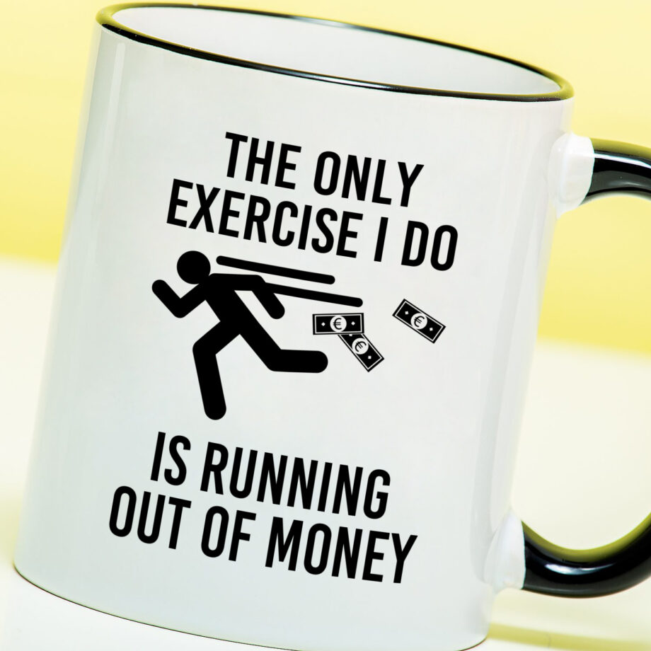 Mok met Tekst ‘’Running out of money’’ | Materiaal: Keramiek | 33 cl | Mok met Tekst | Koffie Mok | Grappige Cadeau |  Vaatwasser bestendig | Humor | Mok met grappige tekst
