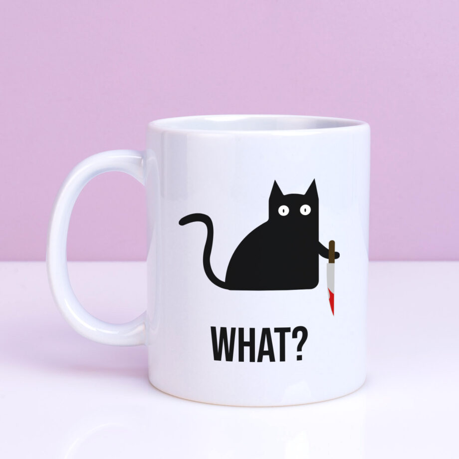 Mok met Tekst ‘’What?’’ | Materiaal: Keramiek | 33 cl | Mok met Tekst | Koffie Mok | Grappige Cadeau |  Vaatwasser bestendig | Humor | Mok met grappige tekst