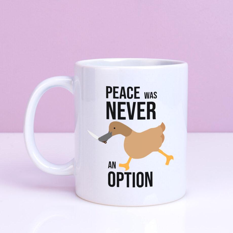 Mok met Tekst ‘’Peace was never an option’’ | Materiaal: Keramiek | 33 cl | Mok met Tekst | Koffie Mok | Grappige Cadeau |  Vaatwasser bestendig | Humor | Mok met grappige tekst