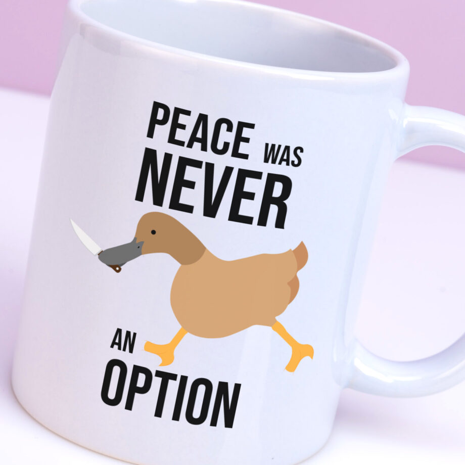 Mok met Tekst ‘’Peace was never an option’’ | Materiaal: Keramiek | 33 cl | Mok met Tekst | Koffie Mok | Grappige Cadeau |  Vaatwasser bestendig | Humor | Mok met grappige tekst