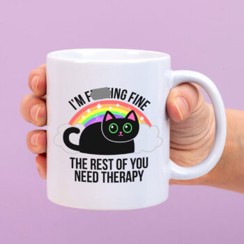 Mok met Tekst ‘’I'm Fucking fine’’ | Materiaal: Keramiek | 33 cl | Mok met Tekst | Koffie Mok | Grappige Cadeau |  Vaatwasser bestendig | Humor | Mok met grappige tekst